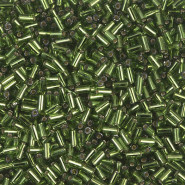 Miyuki Bugle 3mm Beads Silver lined olivine BGL1-26